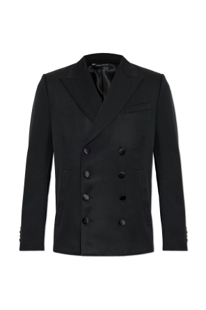 【関税＆送料込み】Maison Margiela Double-Breasted Jacket I MAISON MARTIN MARGIELA Black Wool Double-Breasted Jacket Pea